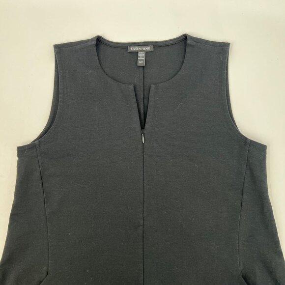 Eileen Fisher Black Zip Front Pocket Tank Mini Dress | Size XS - Picture 4 of 8
